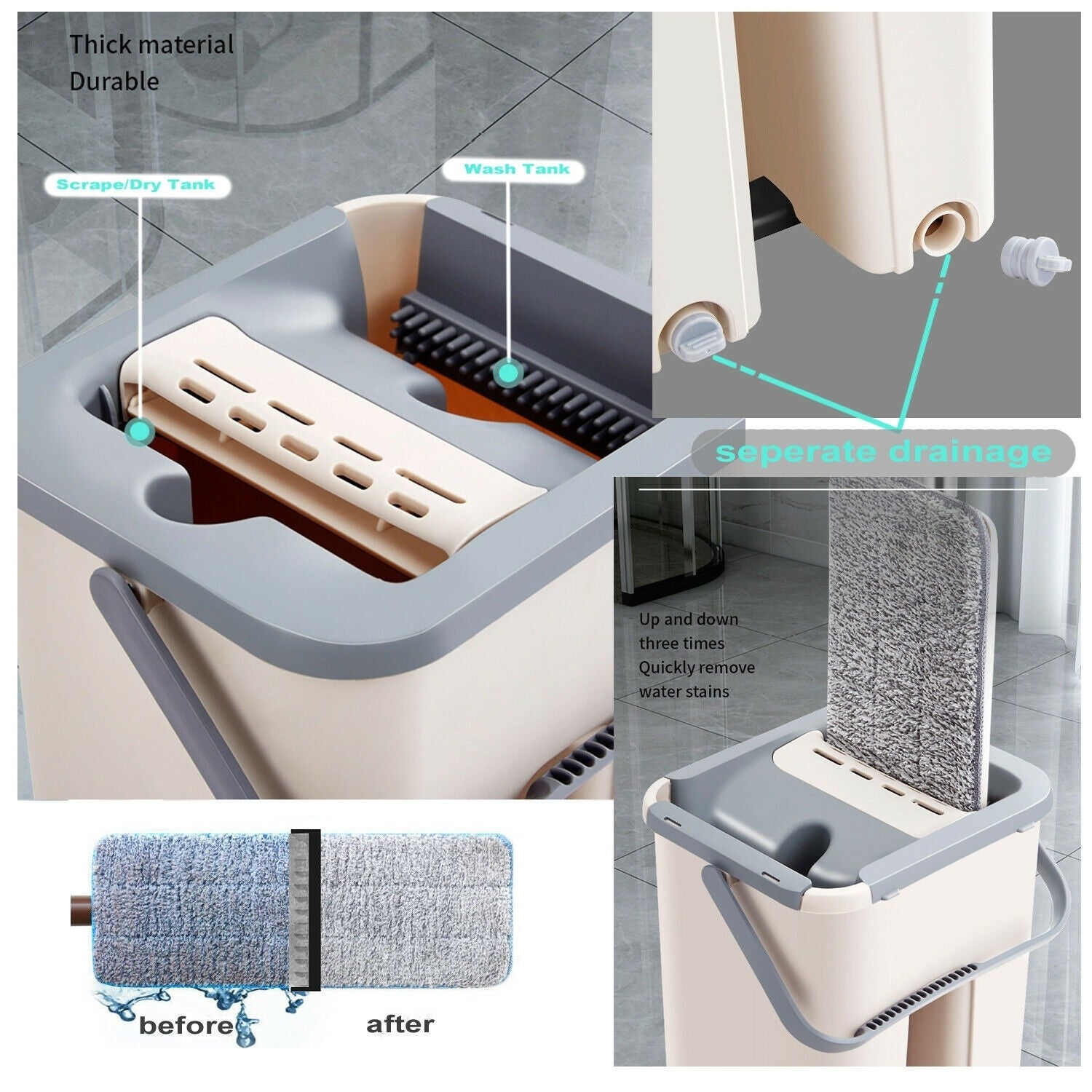 Mop profesional cu doua cuve de spalare si uscare