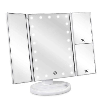 Oglinda cu LED pentru machiaj, buton tactil, 2x si 3x, alimentare USB si baterii, rotire180 grade
