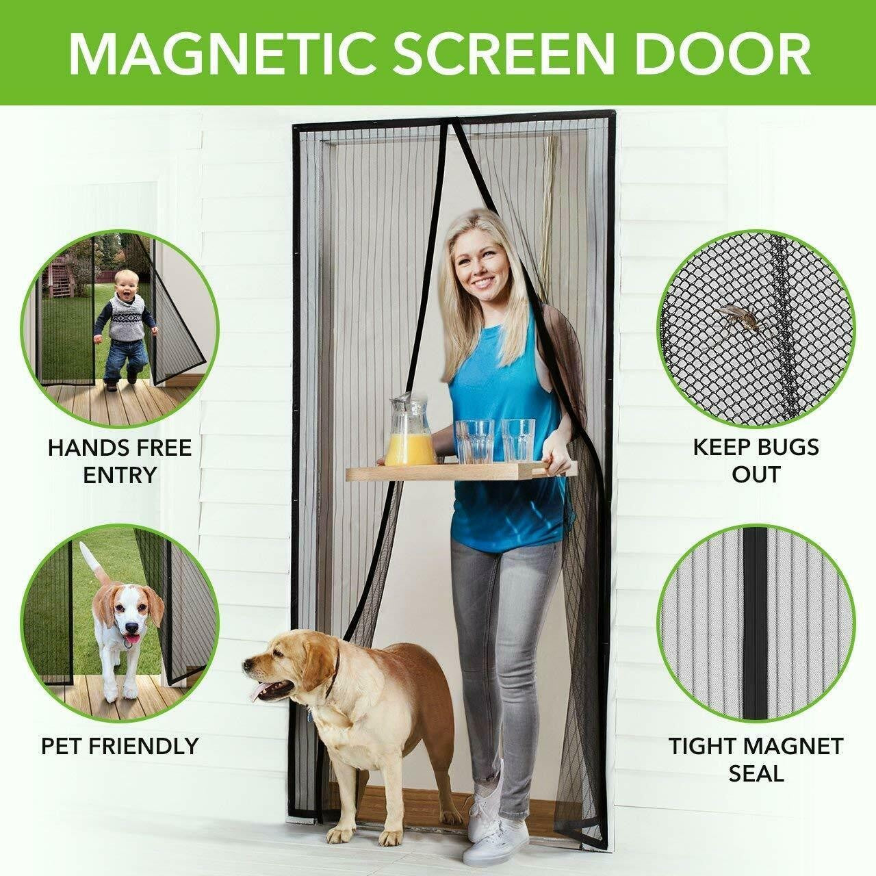 1+1Gratuit Perdea Cu Magneti Anti Insecte Magic Mesh, Culoare Negru
