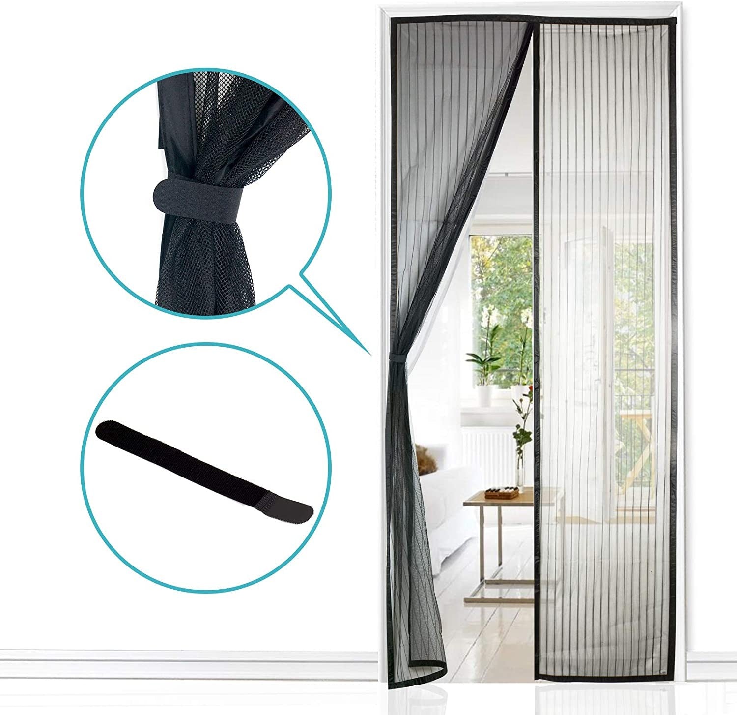 1+1Gratuit Perdea Cu Magneti Anti Insecte Magic Mesh, Culoare Negru