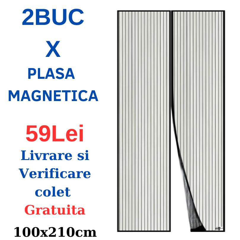 1+1Gratuit Perdea Cu Magneti Anti Insecte Magic Mesh, Culoare Negru