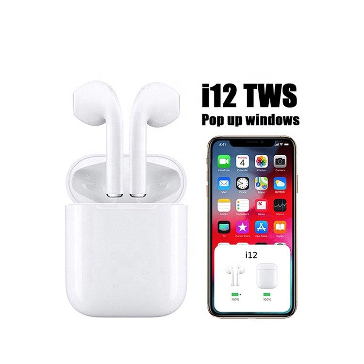 Casti wireless TWS i12, Bluetooth 5.0, Touch, Compatibile Android & iOS Alb,Roz,Albastru,Verde,Galben