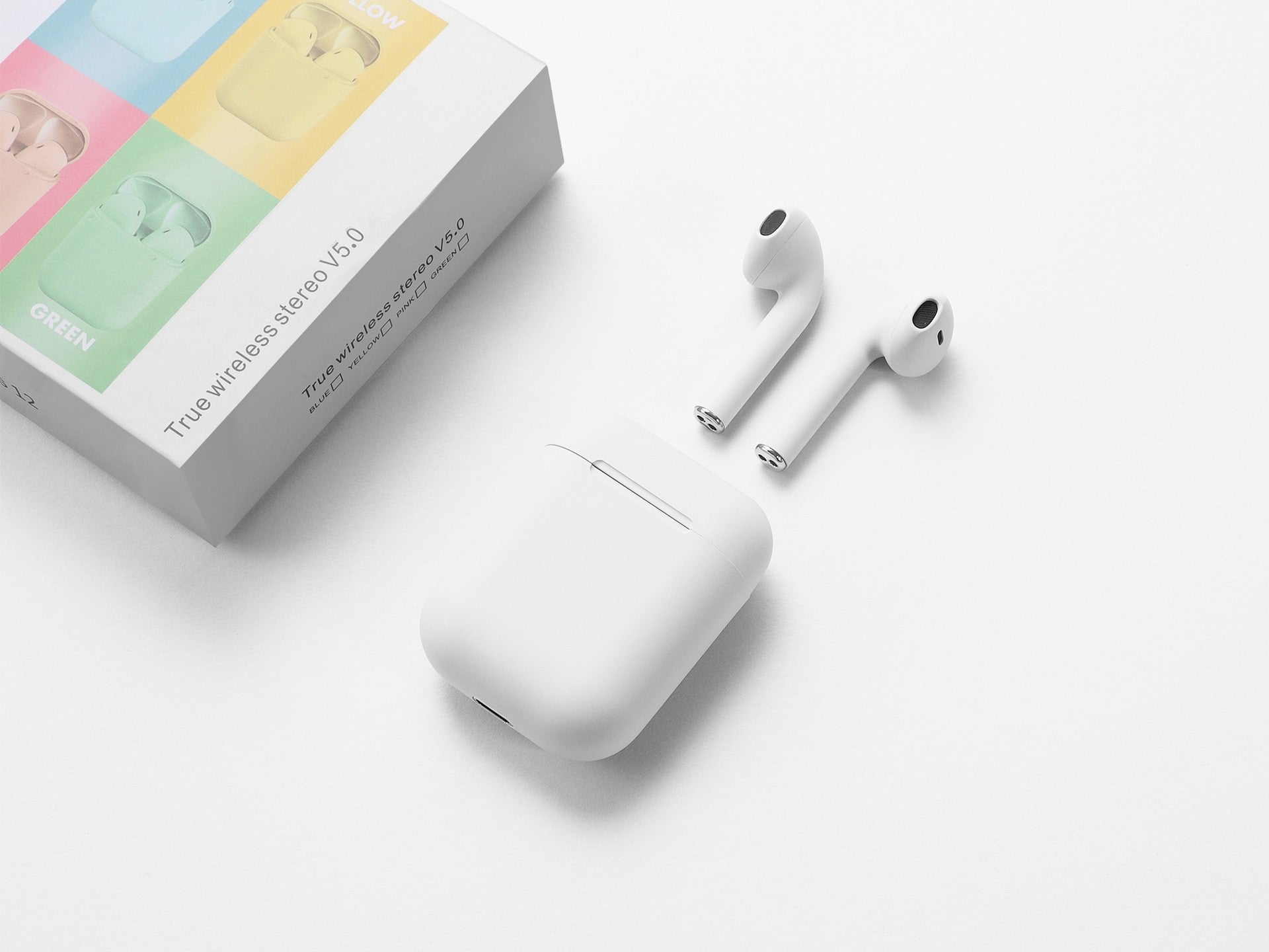 Casti wireless TWS i12, Bluetooth 5.0, Touch, Compatibile Android & iOS Alb,Roz,Albastru,Verde,Galben