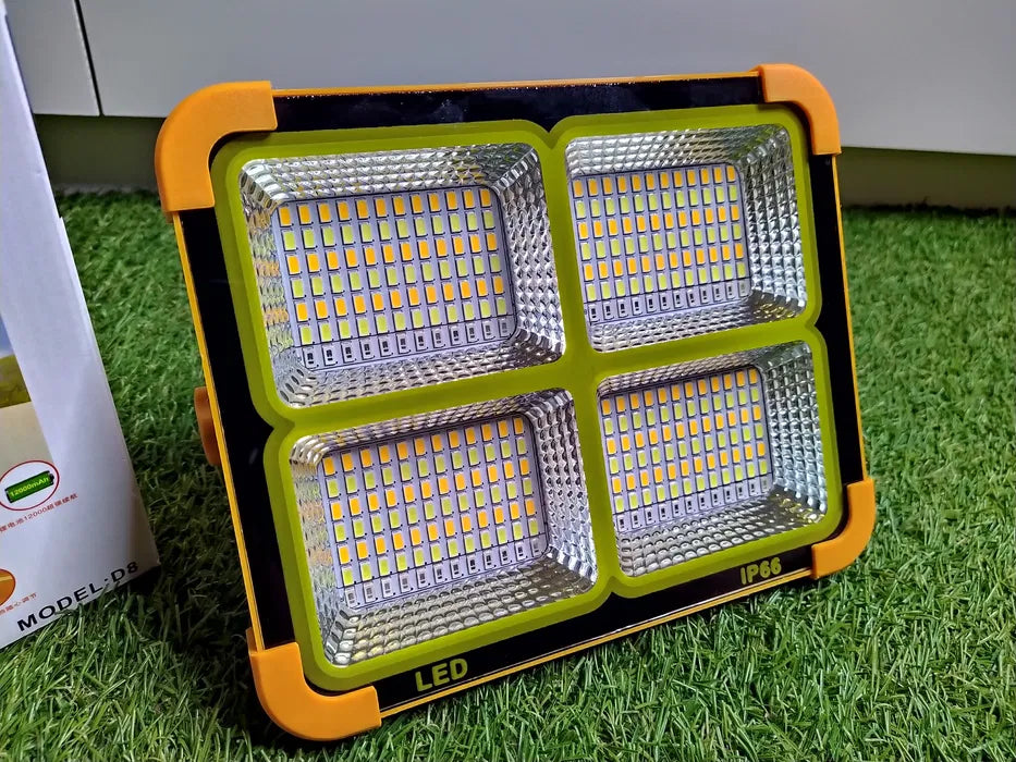 Proiector LED cu panou solar, 500W, portocaliu, USB