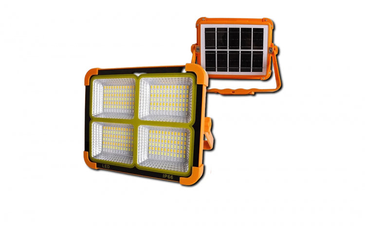 Proiector LED cu panou solar, 500W, portocaliu, USB