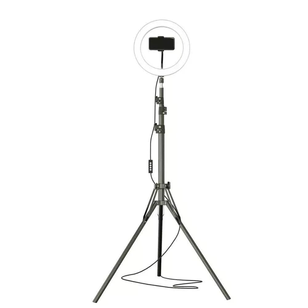 Lampa circulara Ring Light, 120 x LED SMD, 10 trepte lumina, telecomanda pe fir, trepied inclus