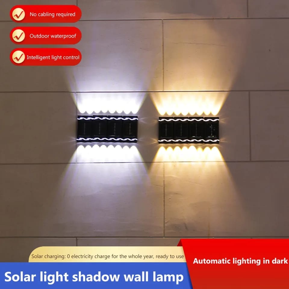 SET 4 LAMPI SOLARE,ilumiat decorativ, bidirectional (sus-jos), pt. perete, gard sau gradina