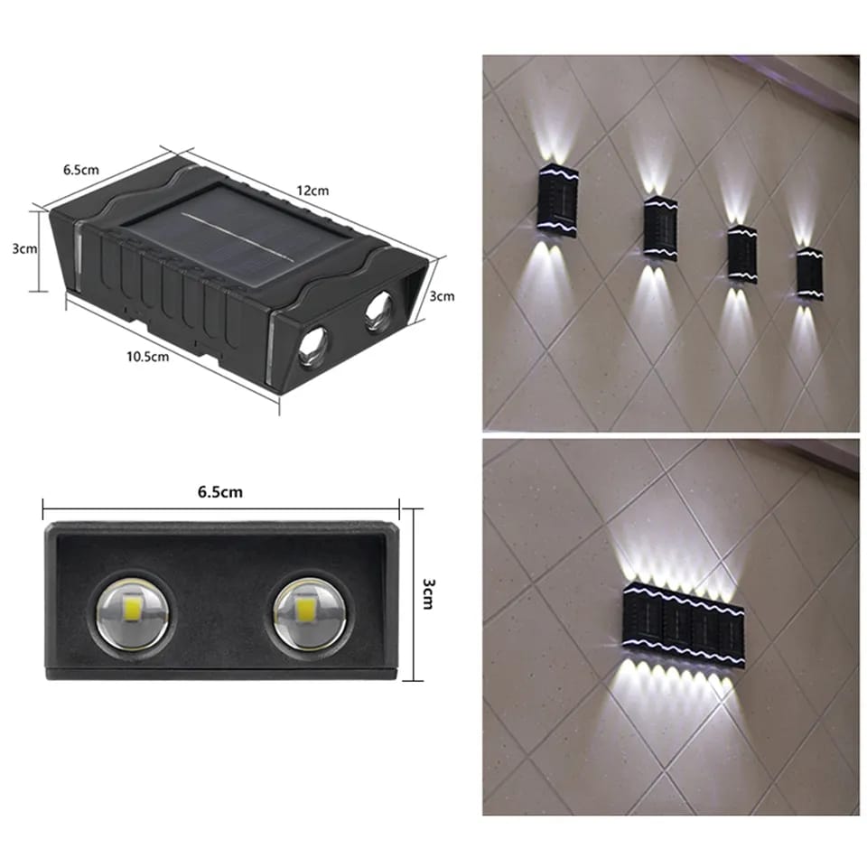 SET 4 LAMPI SOLARE,ilumiat decorativ, bidirectional (sus-jos), pt. perete, gard sau gradina