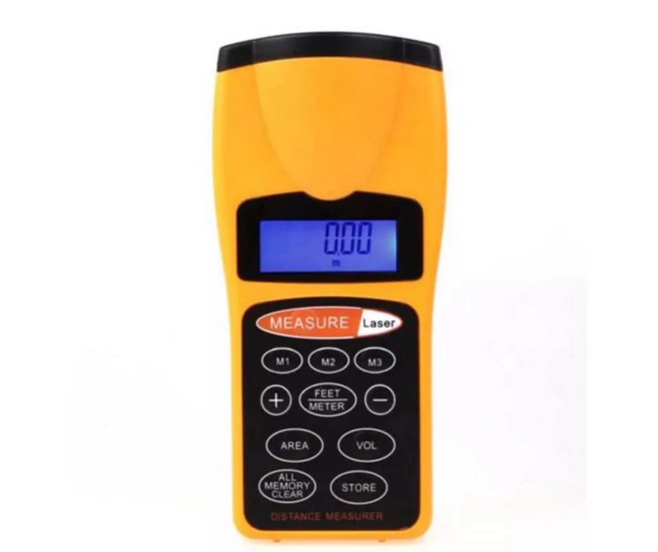 Telemetru cu Laser Andowl, Ruleta Electronica Profesionala, Telemetru Digital cu Laser si Ultrasunete, Instrument de Masurare Distanta in metri si centimetri, galben