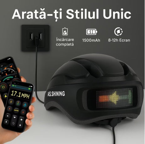 Casca Smart pentru Bicicleta cu Afisaj LED – Semnalizare Inteligenta, Telecomanda, si Aplicatie Mobila
