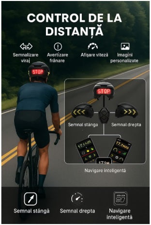 Casca Smart pentru Bicicleta cu Afisaj LED – Semnalizare Inteligenta, Telecomanda, si Aplicatie Mobila