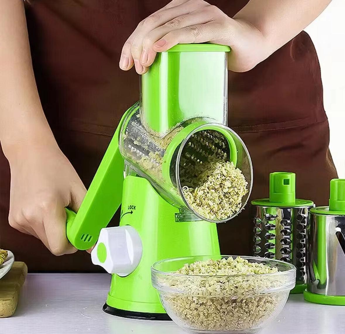 Razatoare Multifunctionala Manuala cu Manivela, Pentru Fructe si Legume, cu 3 Lame Interschimbabile