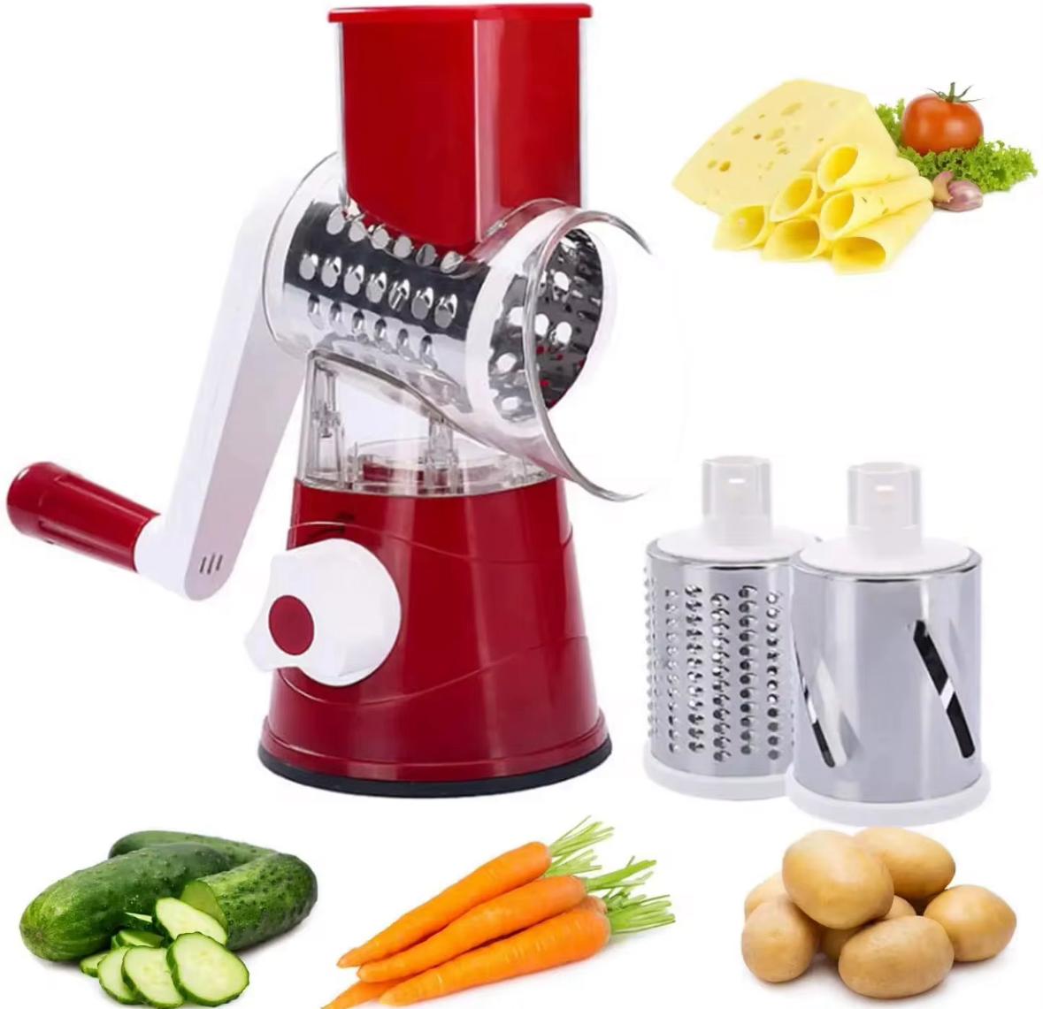 Razatoare Multifunctionala Manuala cu Manivela, Pentru Fructe si Legume, cu 3 Lame Interschimbabile
