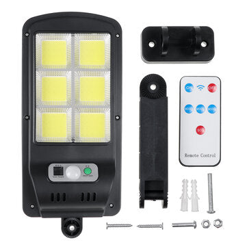 Lampa Solara Led Putere 30w cu inductie, 6x LED COB, Ip65, Lumina Alba 6500k, Negru,telecomanda,senzor de miscare