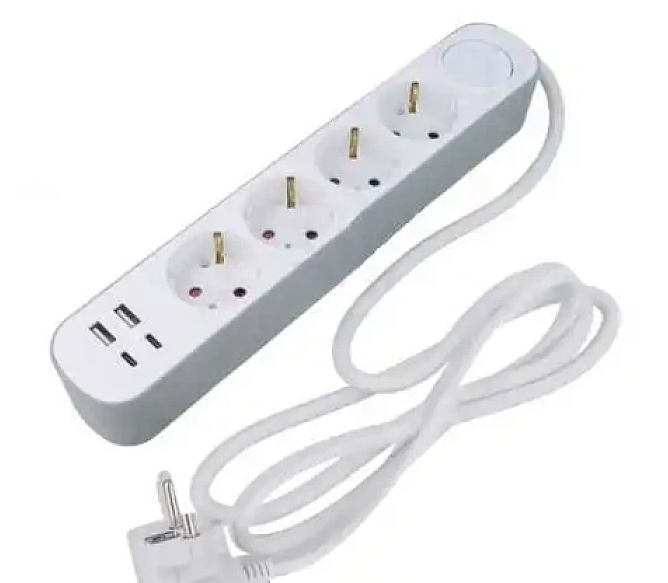 Prelungitor europa OG2204 cu 4 prize 2 porturi USB si 2 Type C cablu 2 metri
