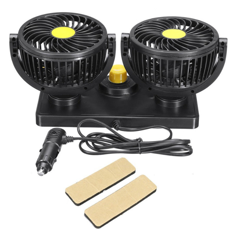 Ventilator Auto Dublu, 10W, 2 Trepte de Viteza, Rotire 360°, Silentios