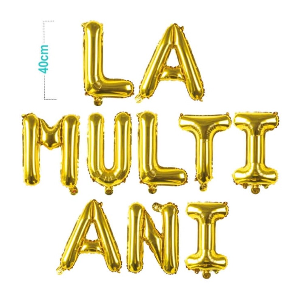 Set baloane 40cm La Multi Ani din Folie de Aluminiu, Auriu,Argintiu,Albastru,Curcubeu,Roz