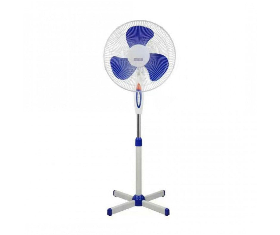 Ventilator de podea 40W cu posibilitatea reglarii inaltimii 100 - 128 cm, culoare alb/albastru