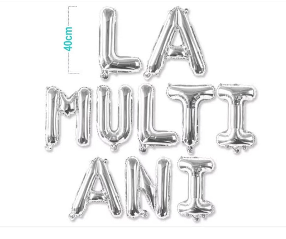 Set baloane 40cm La Multi Ani din Folie de Aluminiu, Auriu,Argintiu,Albastru,Curcubeu,Roz