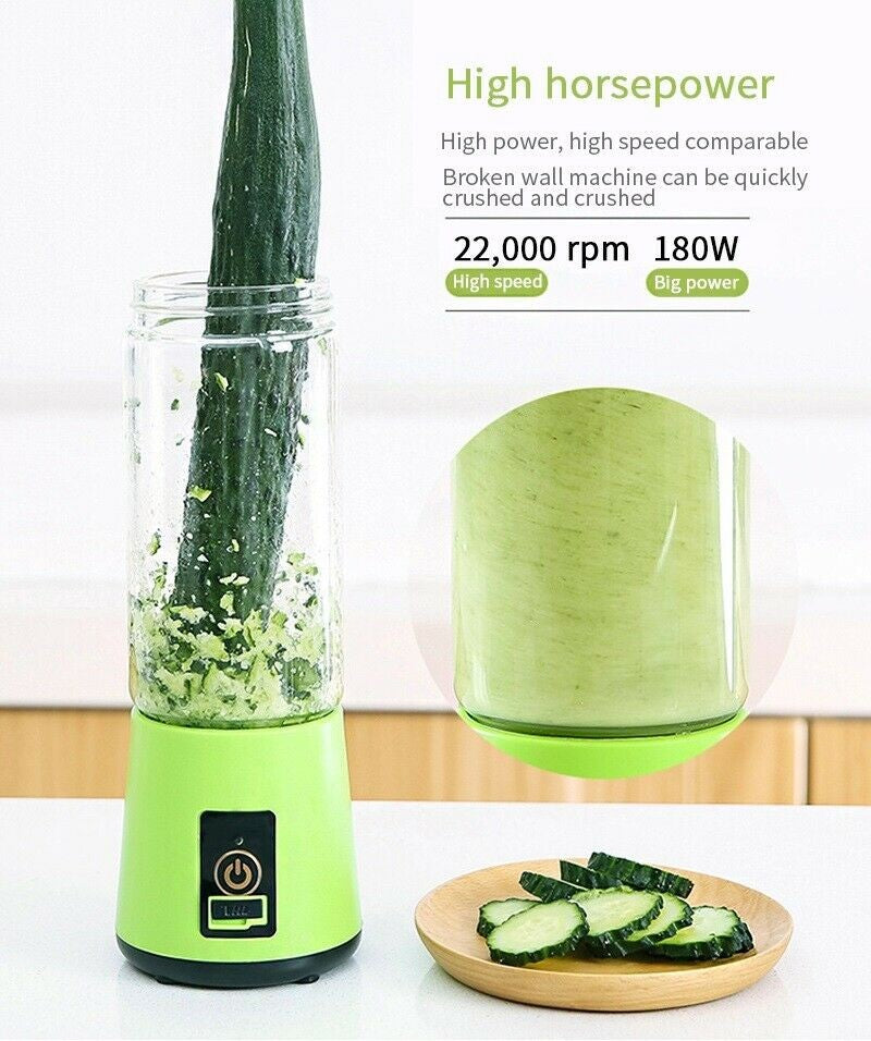 Mini Blender Portabil, 400ML, Putere: 15000 Rotatii pe minut, Lama din inox.